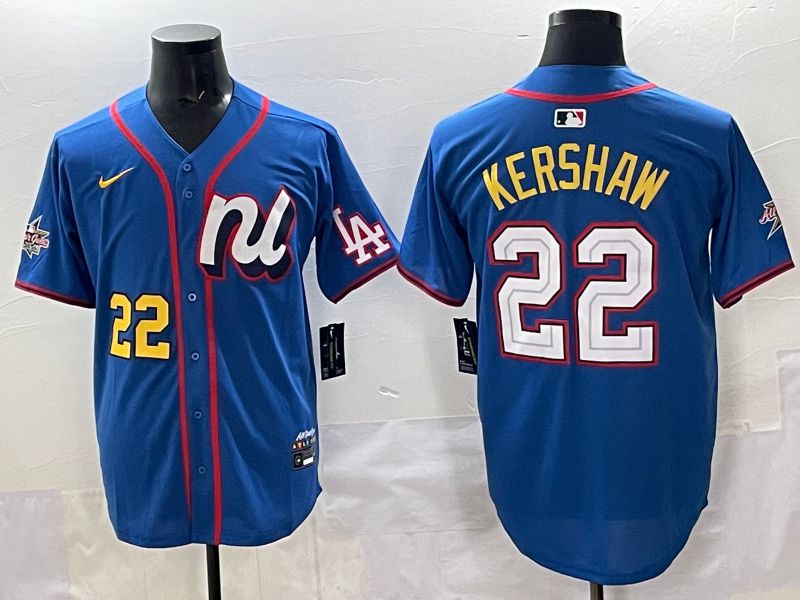 Men 2025 Los Angeles Dodgers #22 Kershaw Blue All star Nike MLB Jersey style 05